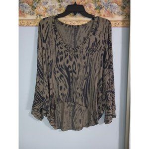Animal Print Casual Lounge Medium Dolman Sleeve Comfy Stretch Top